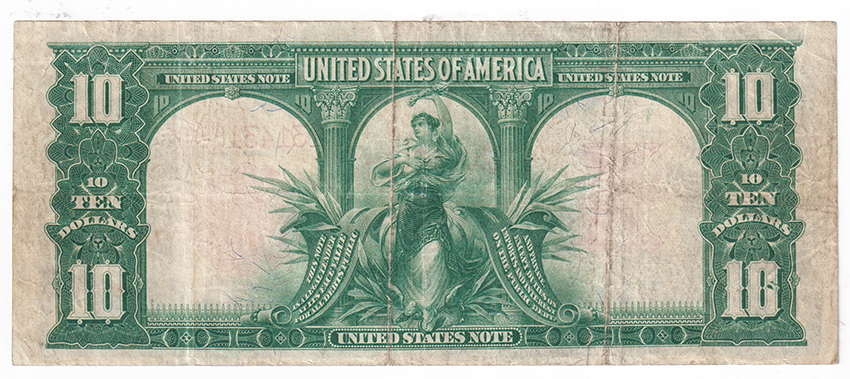 1901 $10 Bison - VF/pinhole