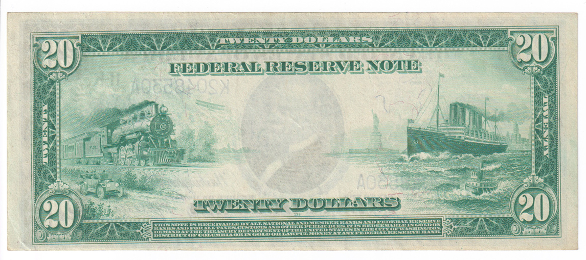 1914 $20 Dallas Blue Seal - AU