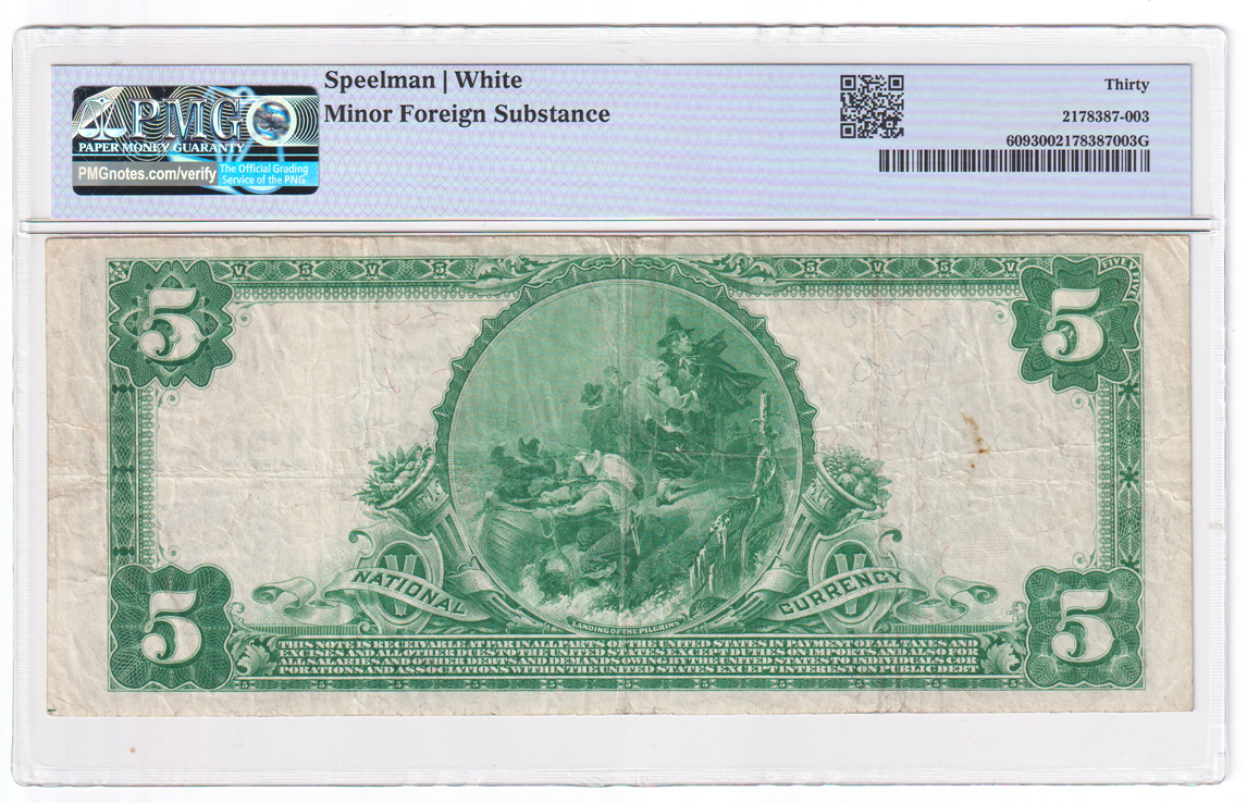 1902 $5 Blue Seal - San Francisco, CA Charter #13044 - PMG VF-30/minor foreign substance