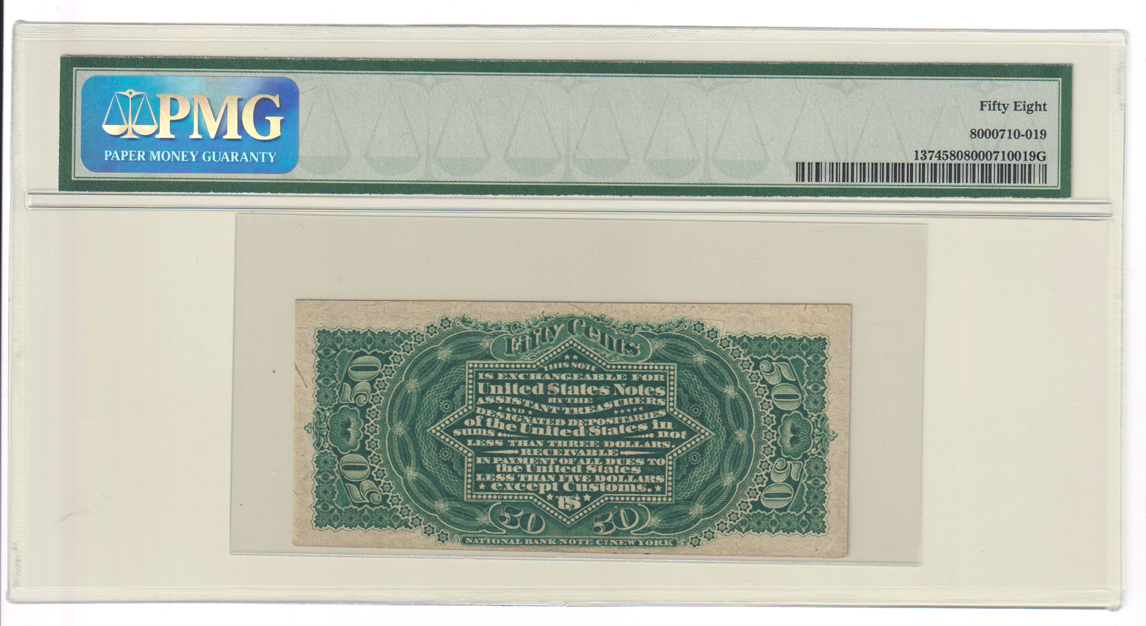 Fourth Issue - 50 Cents Fr# 1374 - PMG AU-58