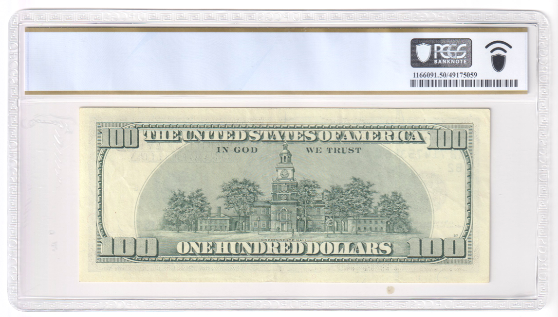 Error Currency - 1996 $100 New York Federal Reserve Note Fr# 2175-B Partial Matte Offset Printing - PCGS AU-50 PPQ