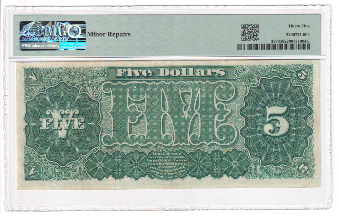 1890 $5 Fr# 359 - PMG VF-35/minor repairs