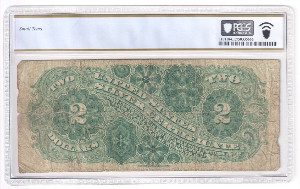 1886 $2 Fr# 244 - PCGS F-12/small tears