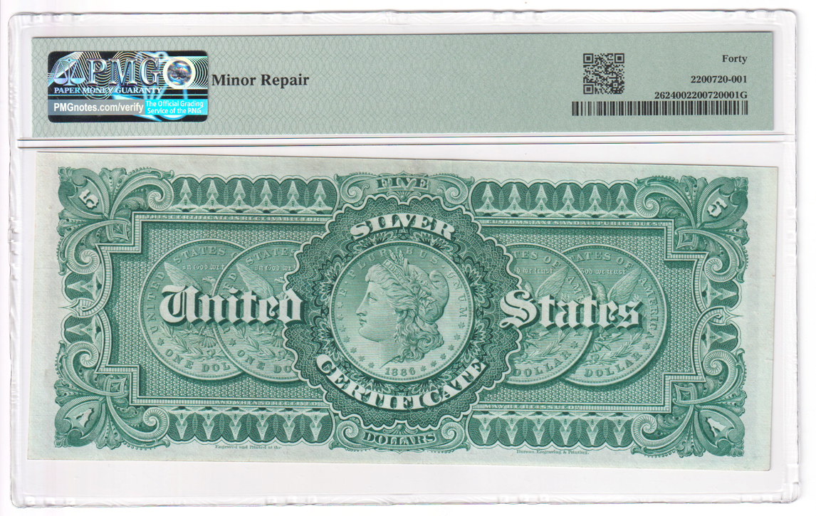 1886 $5 Fr# 262 - PMG XF-40/minor repair