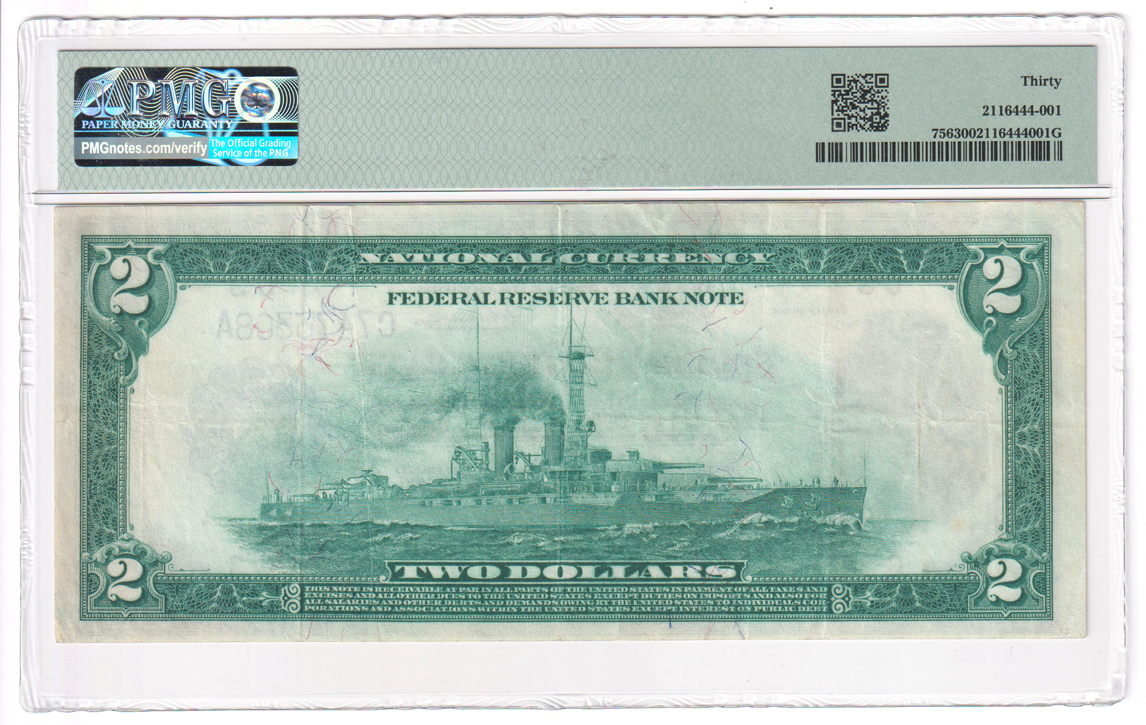1918 $2 Philadelphia Battleship Fr# 756 - PMG VF-30