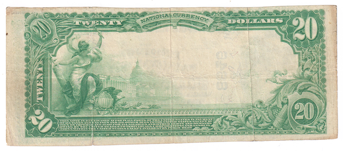 1902 $20 Blue Seal - St. Francisville, IL Charter #8846 - F/stained