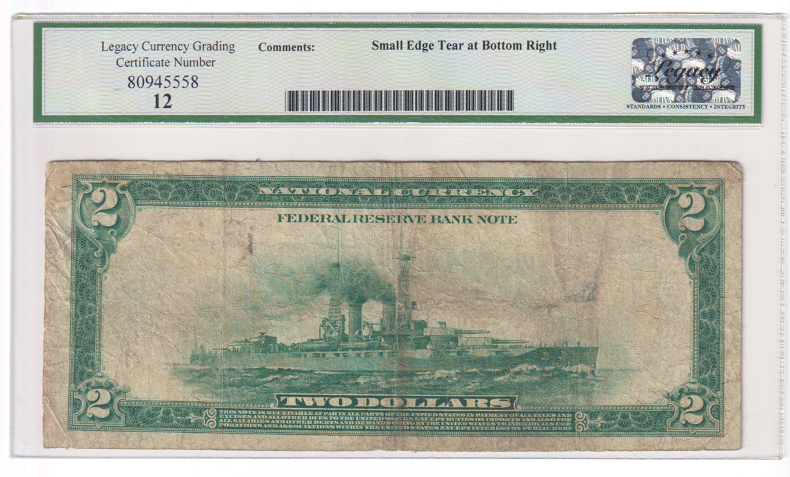 1918 $2 St. Louis Battleship Fr# 768 - Legacy F-12/edge tear