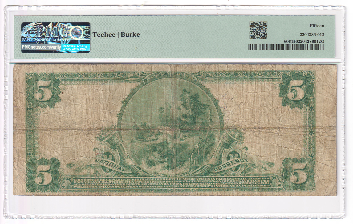 1902 $5 Blue Seal - Beverly Hills, CA Charter #11461 - PMG F-15