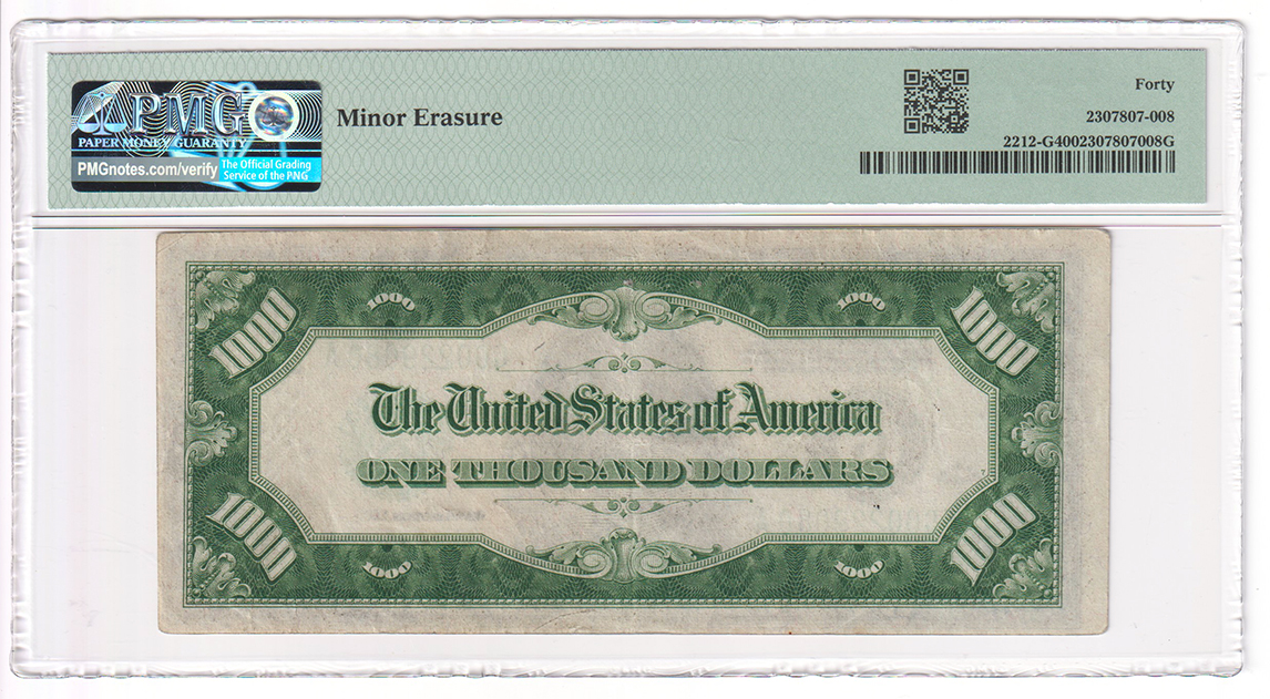 1934-A $1,000 Chicago Fr# 2212-G - PMG XF-40/minor erasure
