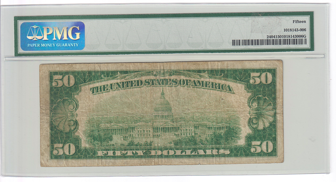 1928 $50 Fr# 2404 - PMG F-15