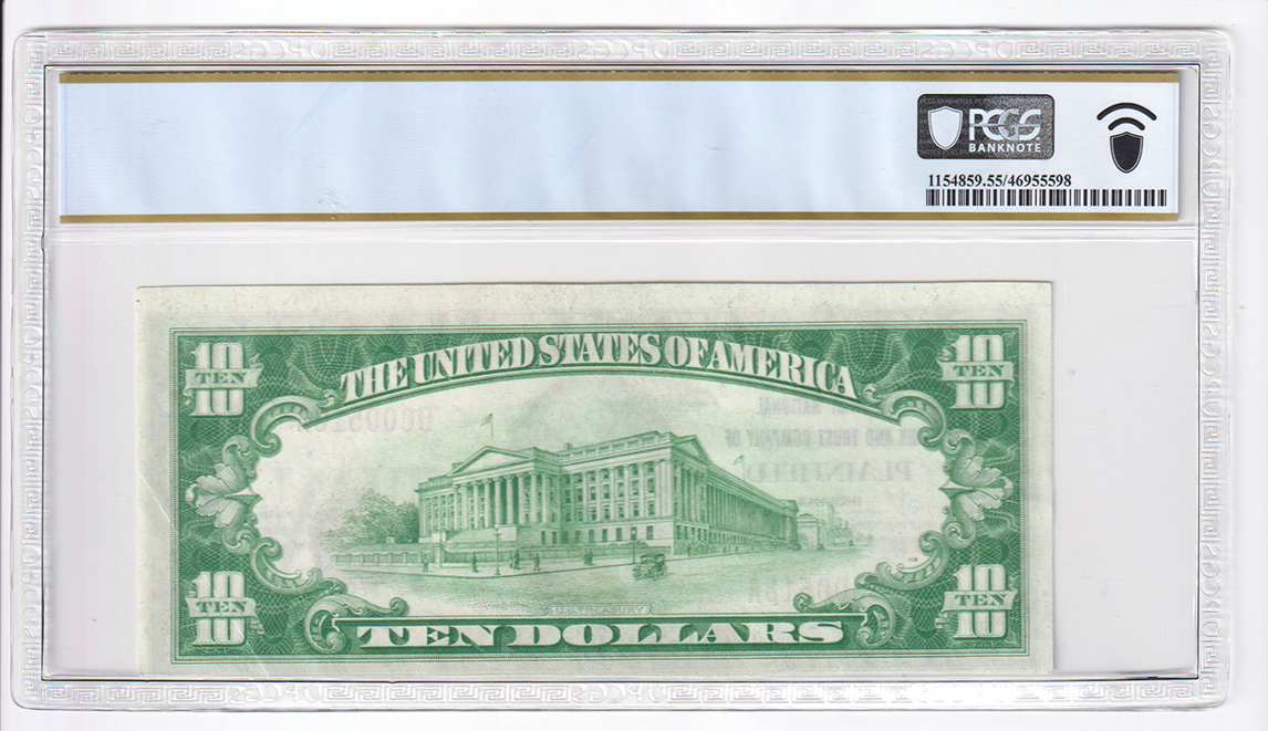 1929 $10 Type 1 - Plainfield, IN Charter #7011 - PCGS AU-55/PPQ