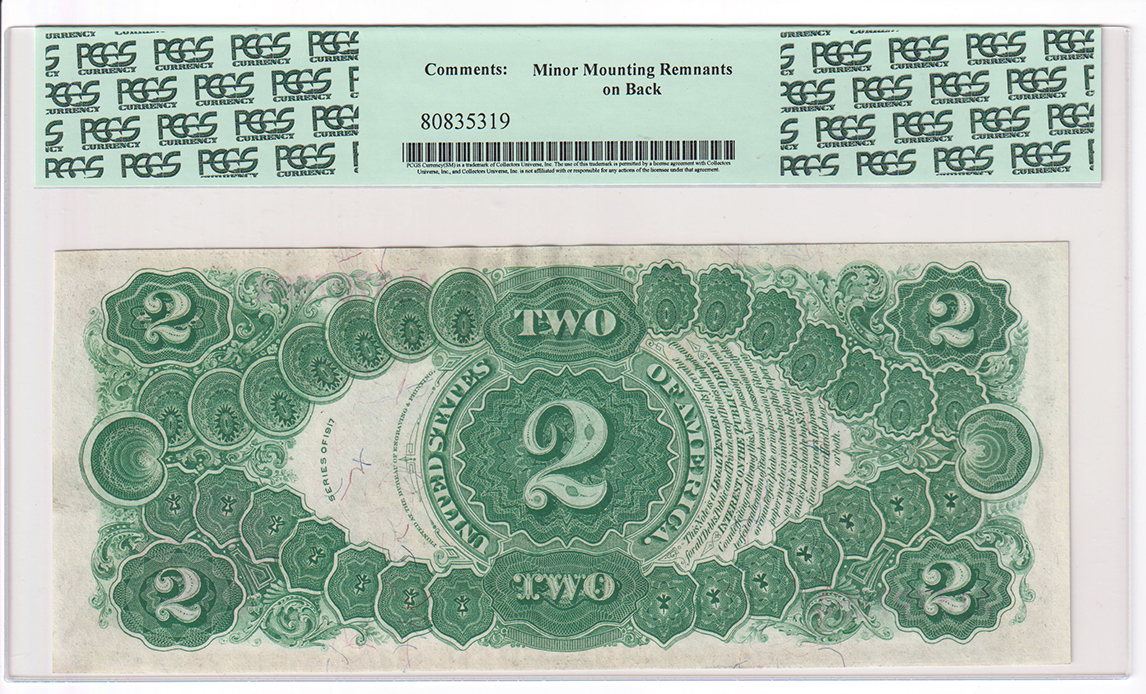1917 $2 Fr# 57 - PCGS ChCU-63/minor mounting remnants on back