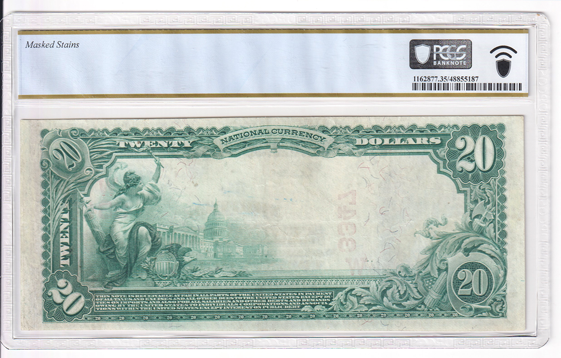 1902 $20 Red Seal - Norfolk, NE Charter #3347 - PCGS VF-35/masked stains