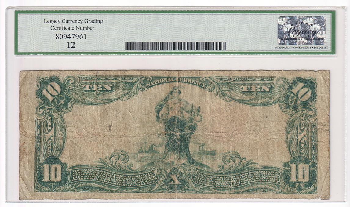 1902 $10 Blue Seal - Eldorado, IL Charter #7539 - Legacy F-12/pinholes
