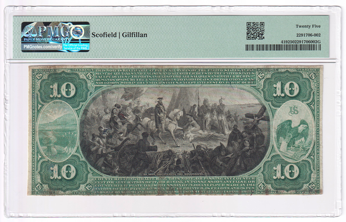 1875 $10 - Cincinnati, OH Charter #2524 - PMG VF-25