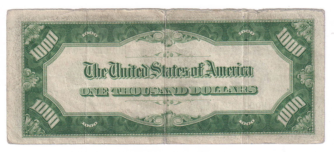 1934-A $1,000 St. Louis - VF/minor split/pinhole
