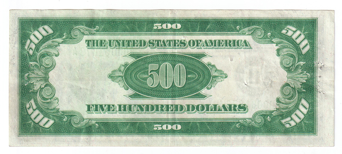 1934 $500 St. Louis - VF/pinholes
