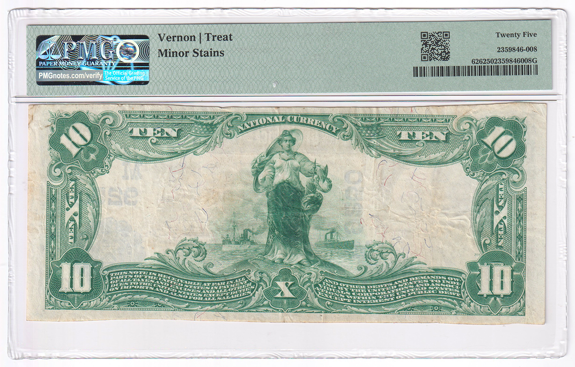 1902 $10 Blue Seal - Center Point, IN Charter #9250 - PMG VF-25/minor stains
