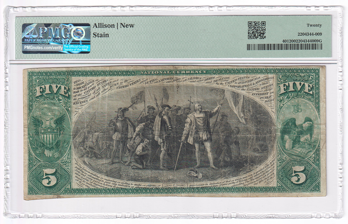 1875 $5 - Flora, IL Charter #1961 - PMG VF-20/stain