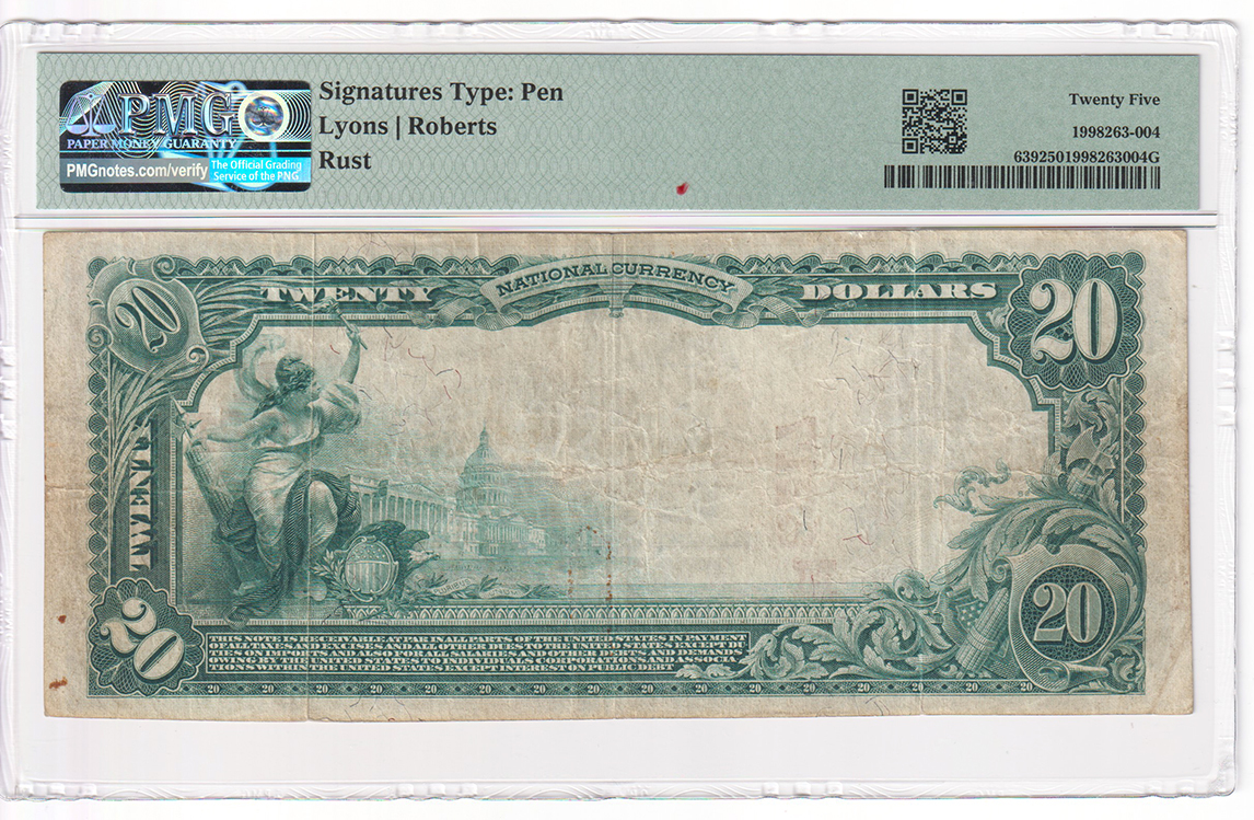 1902 $20 Red Seal - Frankfort, IN Charter #6217 - PMG XF-25/rust