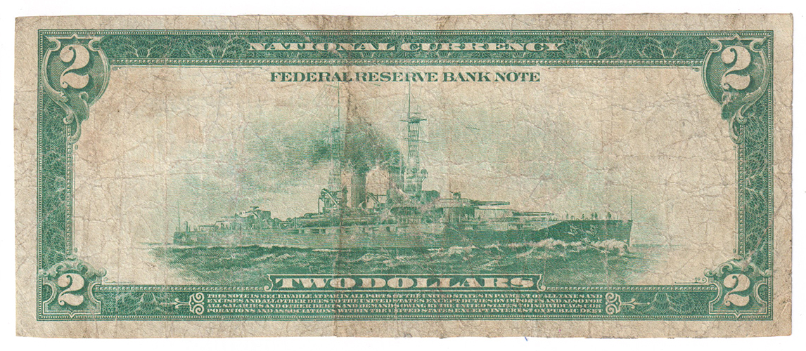 1918 $2 St. Louis Battleship - VG/staple removed