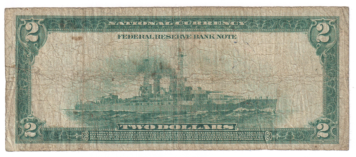 1918 $2 Philadelphia Battleship - VG
