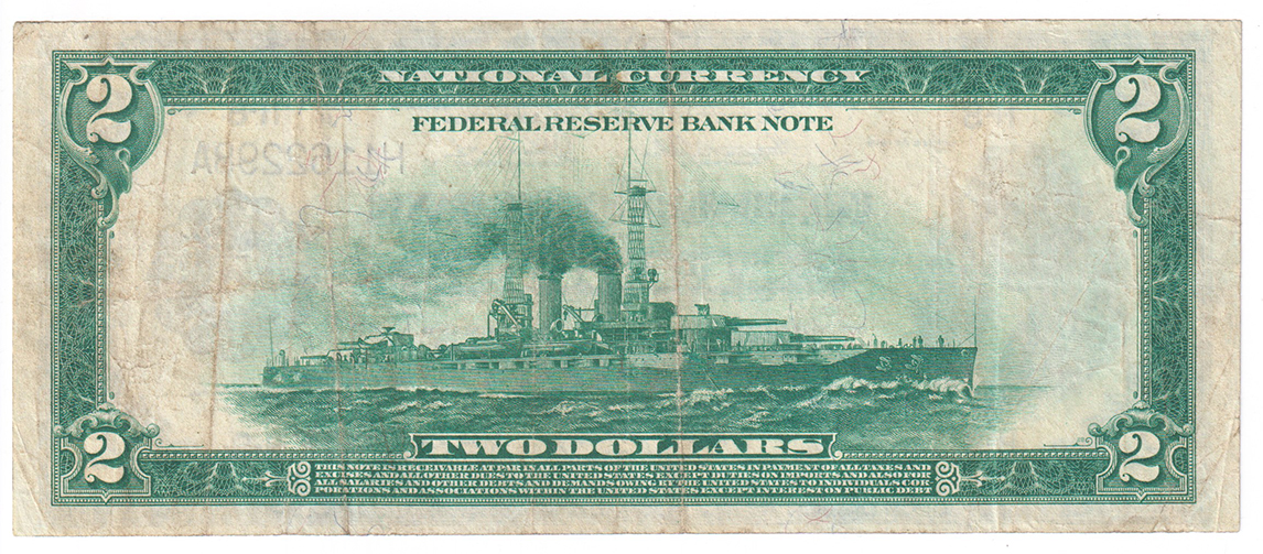 1918 $2 St. Louis Battleship - VF