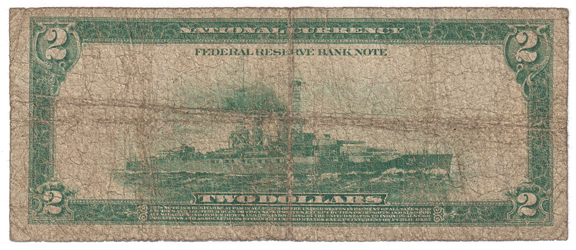 1918 $2 St. Louis Battleship - VG/pinholes