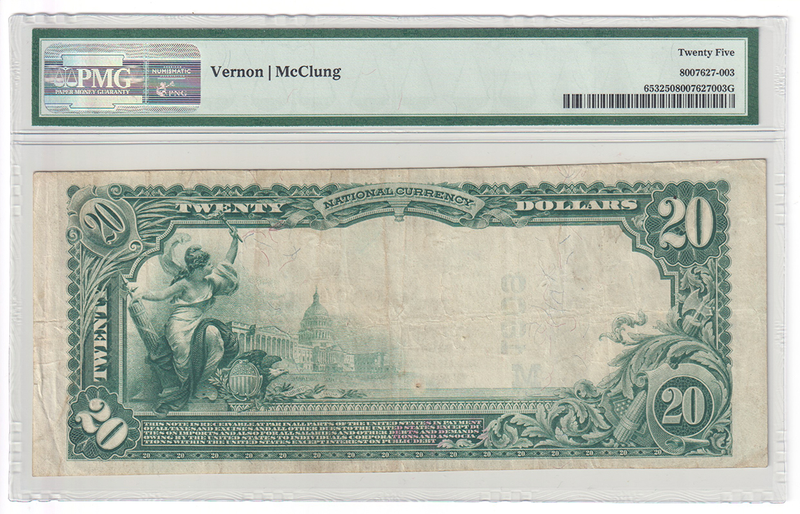 1902 $20 Blue Seal - Jefferson City, MO Charter #1809 - PMG VF-25/pinholes