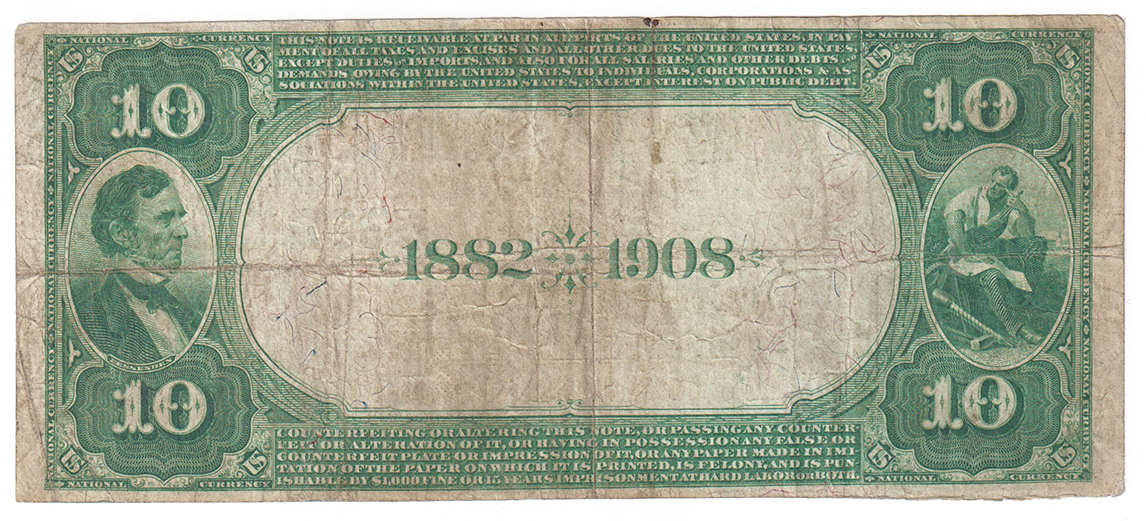 1882 $10 Date Back - Sullivan, IN Charter #5392 - VF