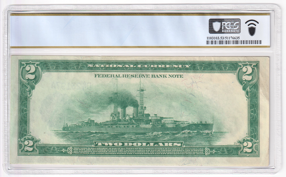 1918 $2 Cleveland Battleship Fr# 757 - PCGS AU-53