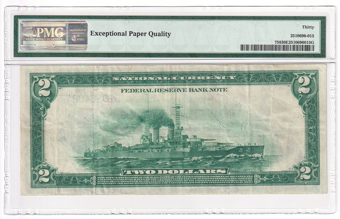 1918 $2 Cleveland Battleship Fr# 758 - PMG VF-30 EPQ