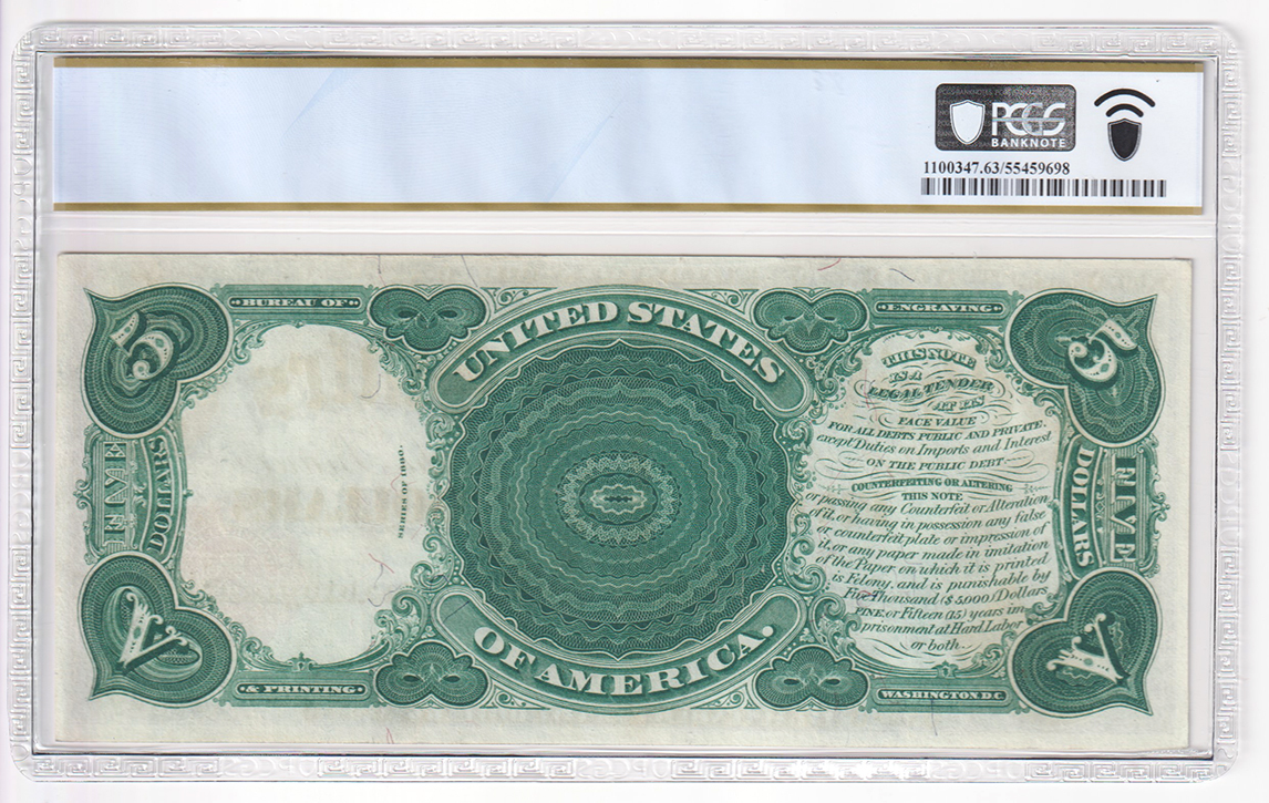 1880 $5 Woodchopper Fr# 81 - PCGS ChCU-63