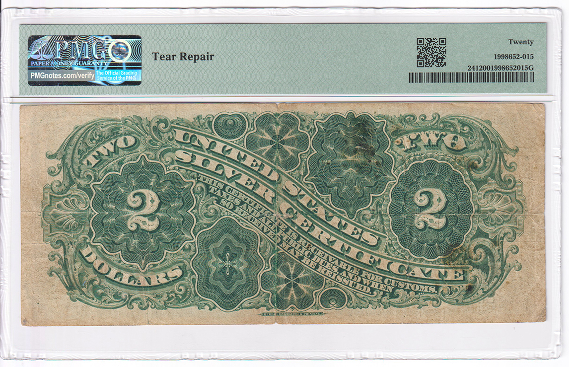 1886 $2 Fr# 241 - PMG VF-20/tear repair/pinhole