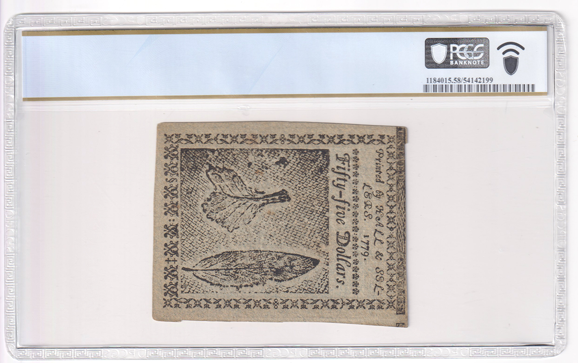 January 14, 1779 $55 Fr# CC-98DT - PCGS AU-58