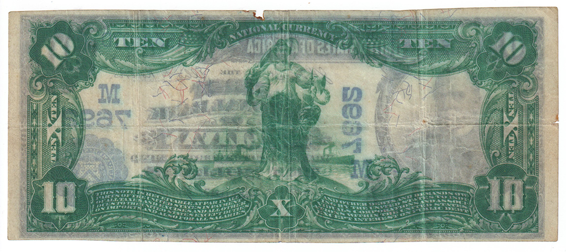 1902 $10 Blue Seal - Sullivan, IL Charter #7692 - F/pvc damage/rust