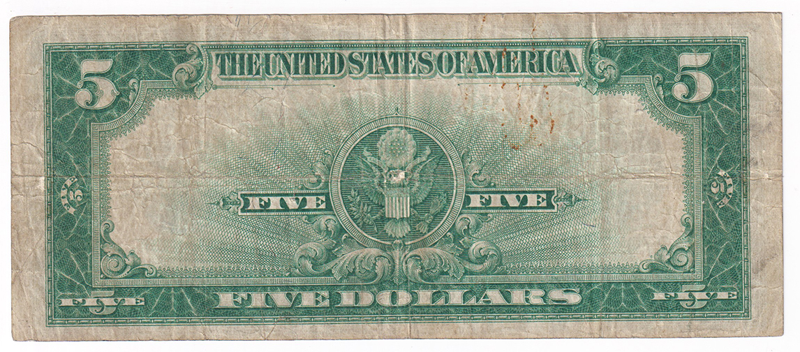 1923 $5 Porthole - VF/pinhole/minor rust