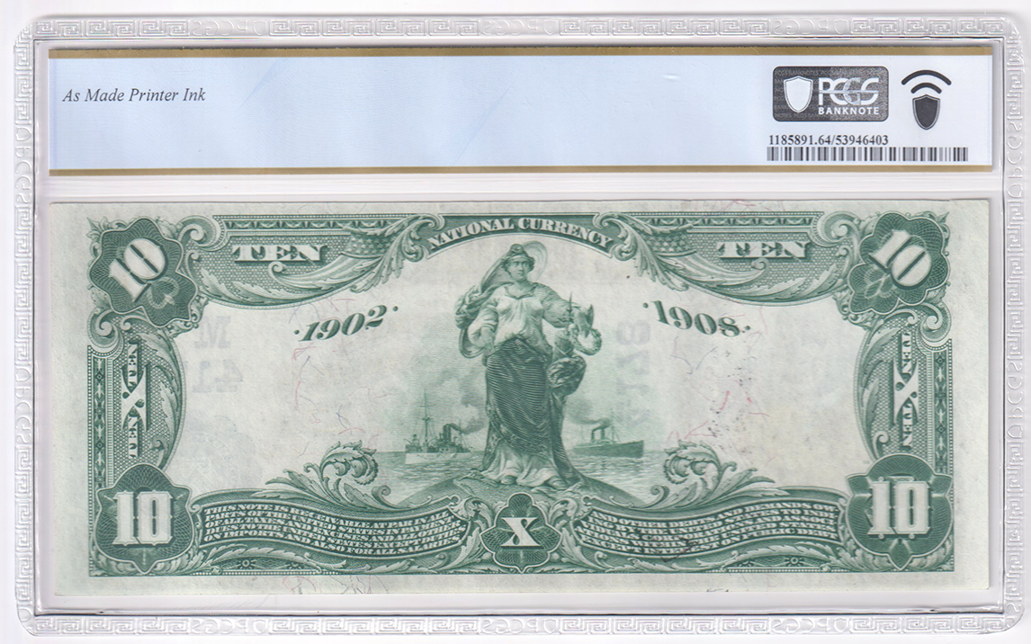 1902 $10 Blue Seal Date Back - St. Louis, MO Charter #4178 - PCGS ChCU-64/as made printer ink