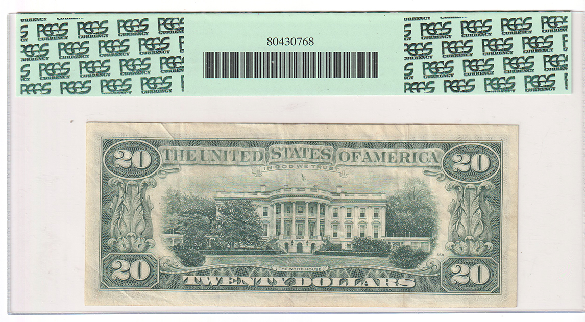 Error Currency - 1977 $20 New York Fr# 2072-D Full Back to Face Offset - PCGS VF-30 PPQ