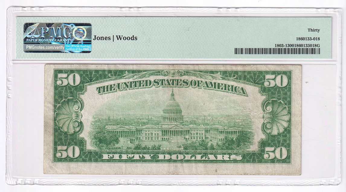1929 $50 Type 1 - San Francisco, CA Charter #13044 - PMG VF-30