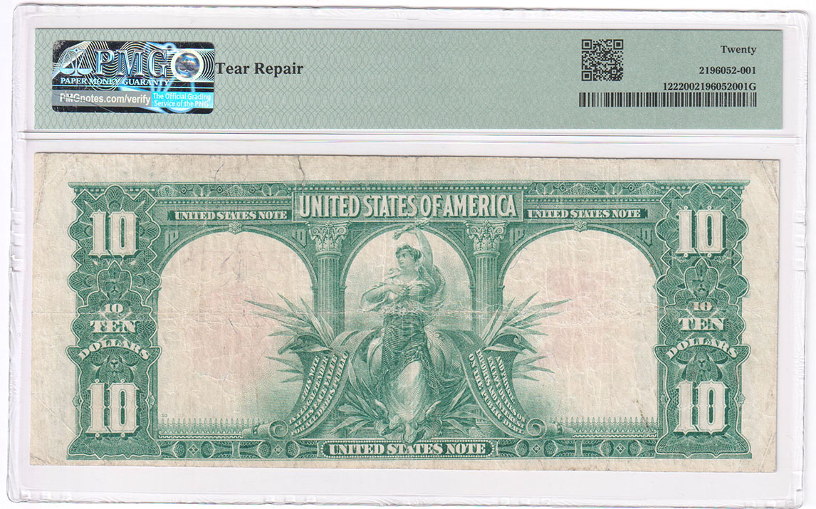 1901 $10 Bison Fr# 122 - PMG VF-20/tear repair