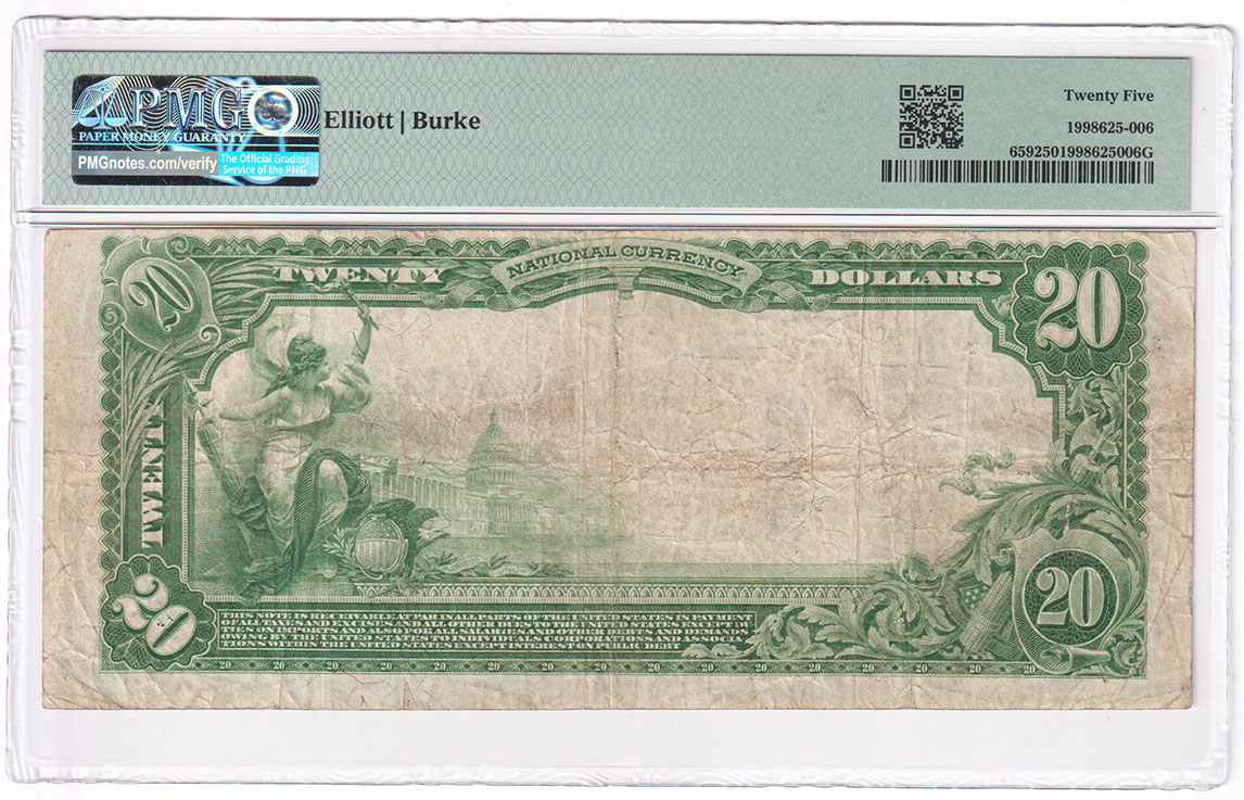 1902 $20 Blue Seal - Long Beach, CA Charter #11873 - PMG VF-25