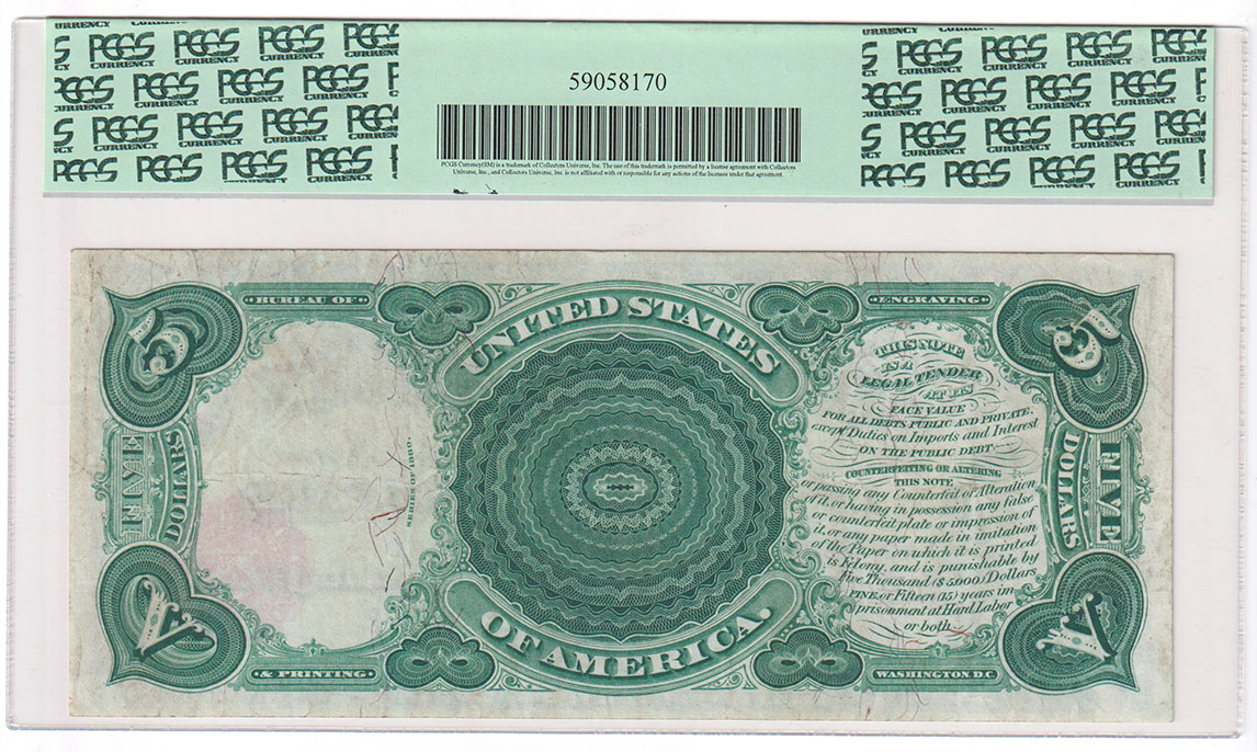 1880 $5 Woodchopper Fr# 80 - PCGS VF-30