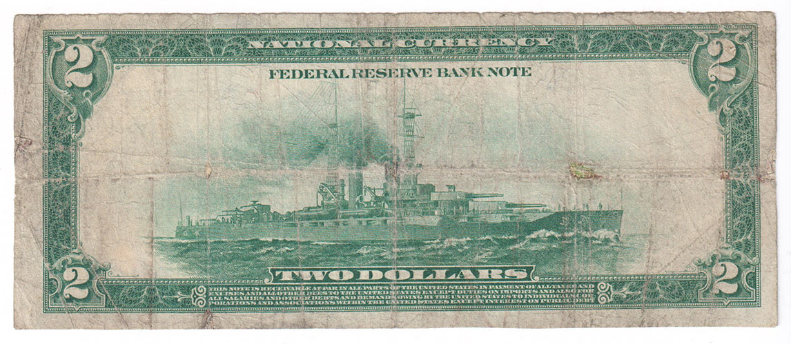 1918 $2 Chicago Battleship - F/thinning