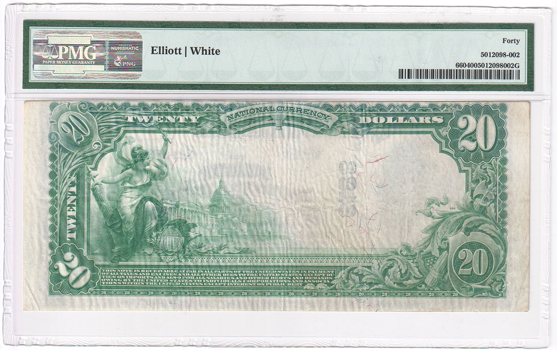 1902 $20 Blue Seal - Gulfport, MS Charter #6188 - PMG XF-40
