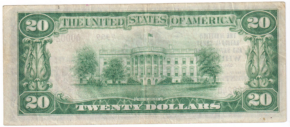 1929 $20 Type 2 - Whittier, CA Charter #7999 - VF